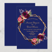 Burgundy Blumen Blau geometrische boho Hochzeit