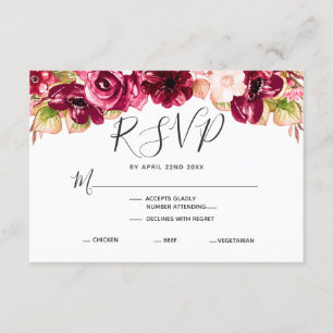 Burgundy Blumenkohl Hochzeit UAWG RSVP Karte
