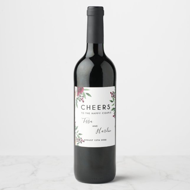 Burgundy Blumenzwiebelweinflasche Weinetikett (Vorderseite)