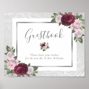 Burgundy Blush Argent Mariage Livre d'or Signal