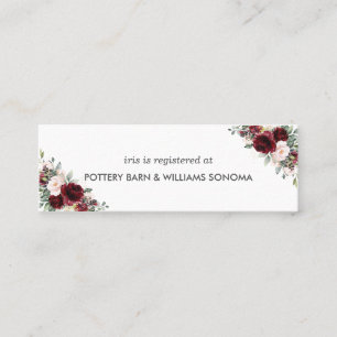 Burgundy Blush Bloral Bridal Registrierungskarte M Mini Visitenkarte