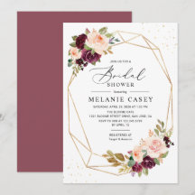 Burgundy Blush Bloral Gold Geometric Brautparty