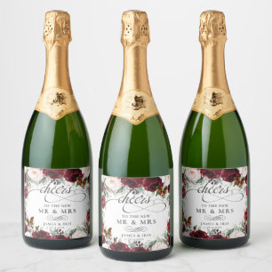Burgundy Blush Bloral Wedding Gold Butterfliegen