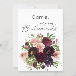 Burgundy & Blush Bloral Werden Sie meine Bridesmai Einladung