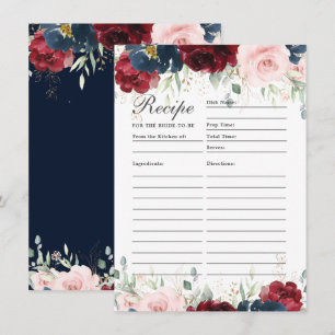 Burgundy Blush Blue Floral Recette Pour Carte Mari
