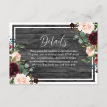 Burgundy & Blush Blume Holzkohle Hochzeit