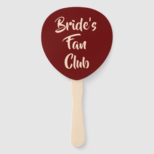 Burgundy Blush Bride's Fanclub Bridesmaid Name Fächer (Vorderseite)