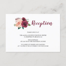 Burgundy Blush Elegante Hochzeitsempfehlung für Fl Begleitkarte