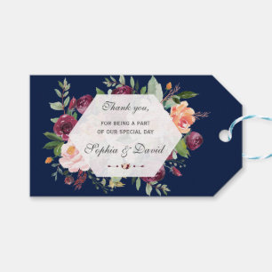 Burgundy Blush Elfenbein Dark Blue Wedding Geschenkanhänger