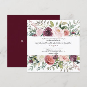 Burgundy Blush Elfenbeinblumenzeremonie Einladung