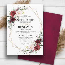 Burgundy Blush Floral boho Geometrische schicke Ho Einladung