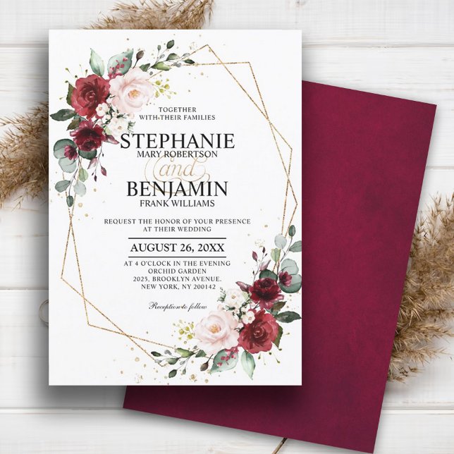 Burgundy Blush Floral boho Geometrische schicke Ho Einladung (Von Creator hochgeladen)