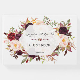 Burgundy Blush Floral Geometry Navy livre d'hôtes