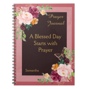Burgundy Blush Floral Journal de prière personnali