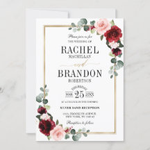 Burgundy Blush Floral Moderne geometrische Hochzei