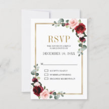 Burgundy Blush Floral Moderne geometrische Hochzei