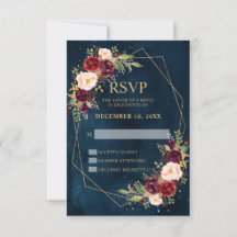 Burgundy Blush Floral Moderne geometrische Hochzei