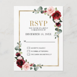 Burgundy Blush Floral Moderne geometrische UAWG Postkarte