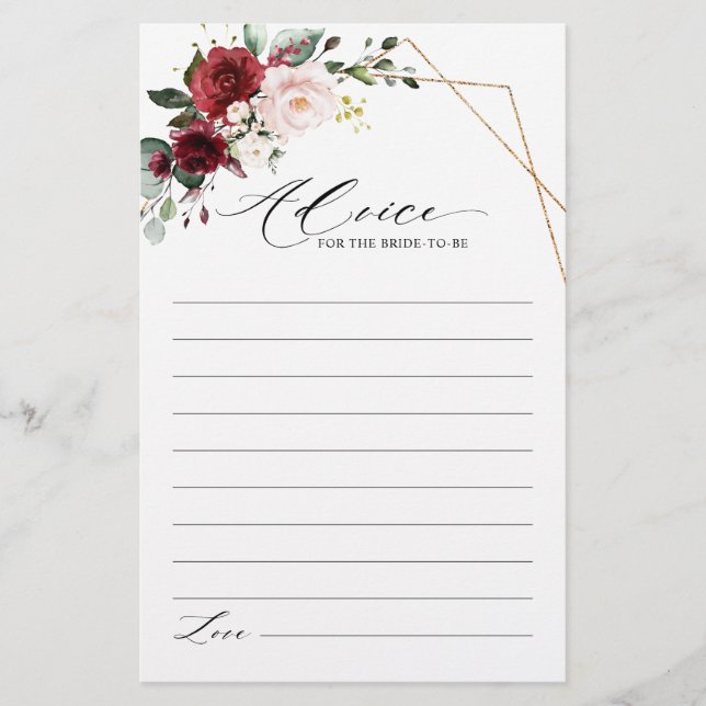 Burgundy Blush Floral Modernes Brautparty Beratung (Vorderseite)