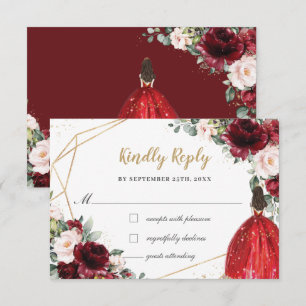 Burgundy Blush Floral Quinceañera Princess Réponse