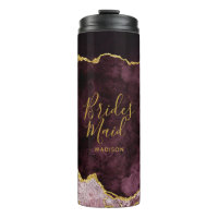 Burgundy Blush Gold Fog Agate Marble Bridesmaid