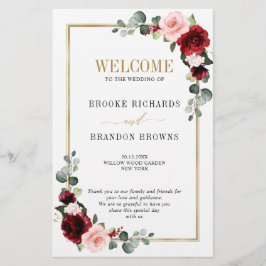 Burgundy Blush Modern Geometric Wedding Program