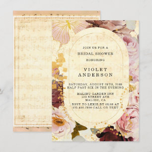Burgundy Blush Musical Floral Brautparty Einladung