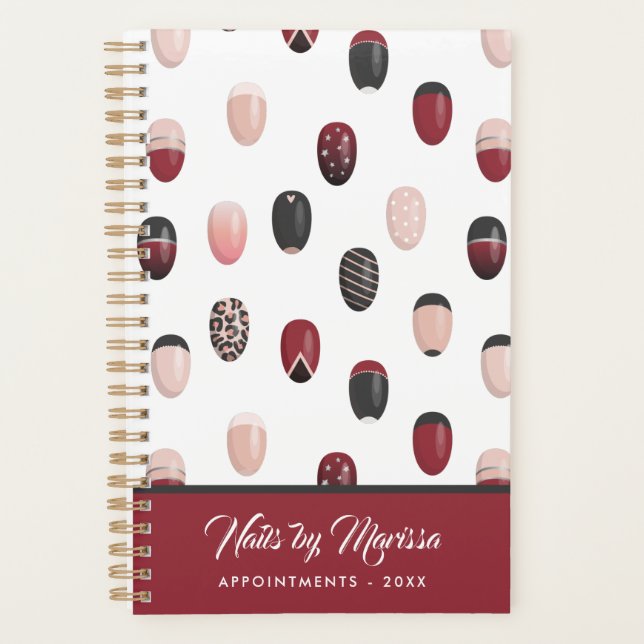 Burgundy Blush Nail Technician Ernennung Planer (Vorderseite)