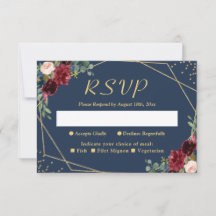 Burgundy Blush Navy Blue Floral Gold Glitzer