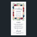 Burgundy Blush Navy Blue Gold Wedding Menu Cards Werbekarte<br><div class="desc">Burgundy Blush Navy Blue Gold Wedding Menu Cards - mit schönen Aquarellblumenelementen in Marineblau, Bordeaux, Rosa und mehr über Grün (Eukalyptus) etc. Dieses Produkt ist ein böhmisches oder elegantes Thema und perfekt für jede Jahreszeit Hochzeit - Frühling, Sommer, Herbst oder sogar Winter. Sehen Sie sich die passende Sammlung auf dieser...</div>