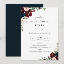 Burgundy Blush Navy Engagement Party Einladung