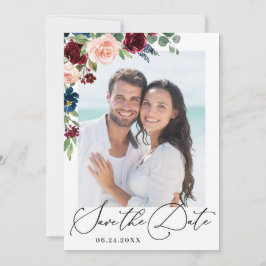 Burgundy Blush Navy Rose FOTO Hochzeit Sav Save The Date