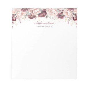 Burgundy Blush Peony und Rose Custom Notizblock