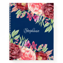 Burgundy Blush Personalisierter Name Navy Blue