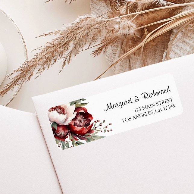 Burgundy Blush Pink Bloral Wedding Address (Von Creator hochgeladen)
