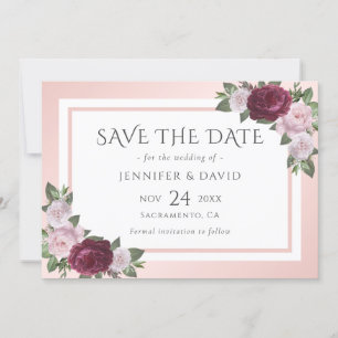 Burgundy Blush Pink Blues Hochzeit speichern das D Save The Date
