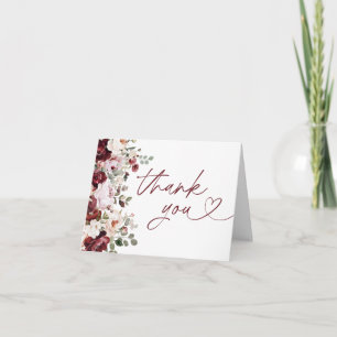 Burgundy Blush Pink Blume Brautparty Dankeskarte