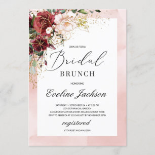 Burgundy Blush Pink Bridal Brunch Einladung