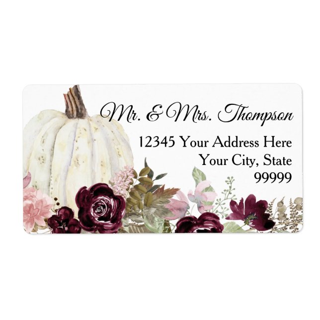 Burgundy Blush Pink Floral White Pumpkin Rückkehr (Vorne)
