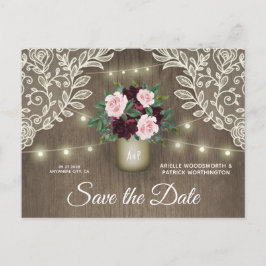 Burgundy Blush Pink Gold Hochzeit speichern das Da Ankündigungspostkarte