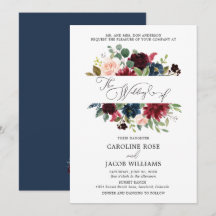 Burgundy Blush Pink Navy Blue Floral Wedding