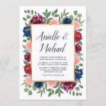 Burgundy Blush Pink Navy Blue Marsala Gold Wedding