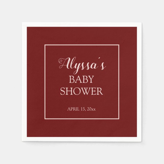 Burgundy Blush Pink Traditionelle Babydusche Serviette (Vorderseite)