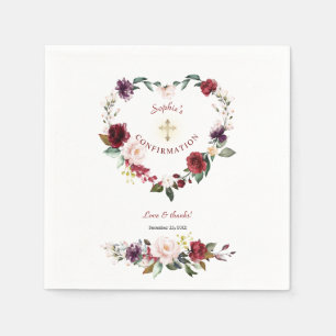 Burgundy Blush Plum Floral Girl Bestätigung Serviette
