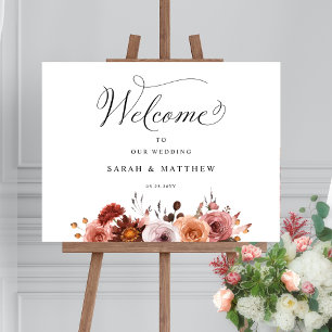Burgundy Blush, rose Mariage Affiche de bienvenue