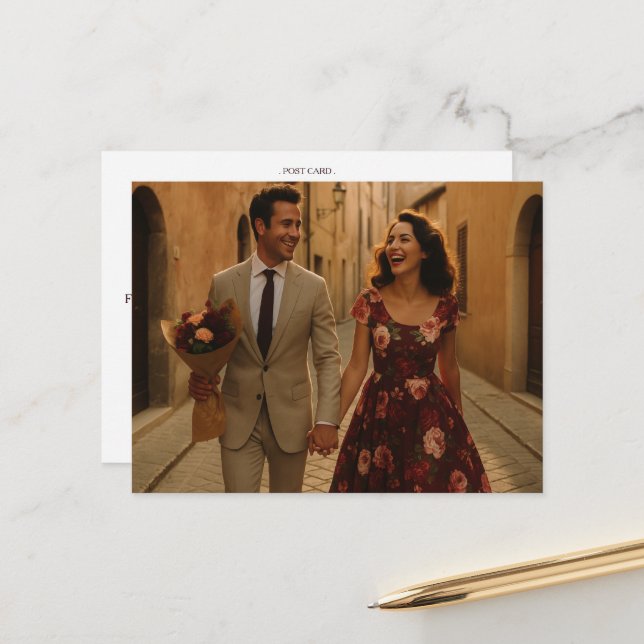 Burgundy Blush Vielen Dank Postkarte (Vorderseite/Rückseite Beispiel)