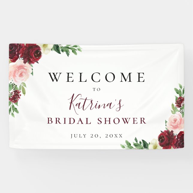 Burgundy Blush Wasserfarbe Banner (Horizontal)