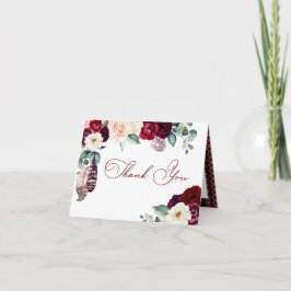 Burgundy Boho Dreamcatcher Danke-Karte Einladung