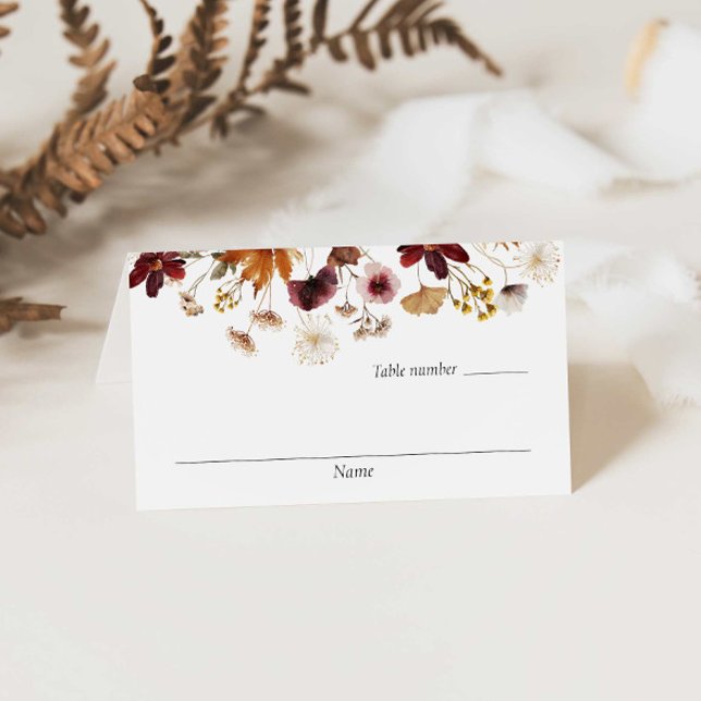 Burgundy Boho Floral Mariage Cartes de Place (Boho Burgundy Floral Wedding Escort Card)