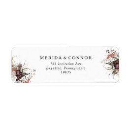 Burgundy Boho Floral Return Address Label